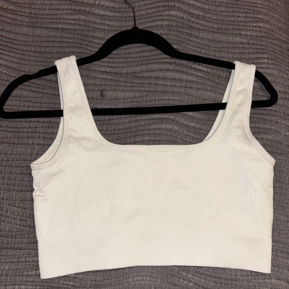 White Ribbed Women's Crop Top